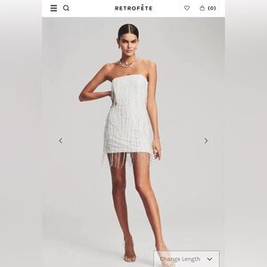 Retrofete HEATHER SEQUIN STAR FRINGE DRESS worn once white size small